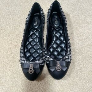 Michael Kors Black and Gray Tweed Loafers